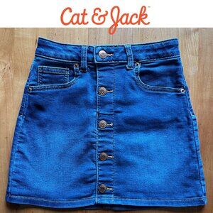 Cat & Jack baby girl denim Jean skirt Bottoms Blue Casual Cute Button Front